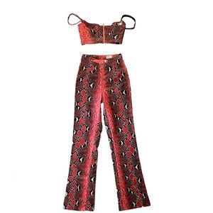 Oh Polly pink vegan leather snake skin set US 0 UK4